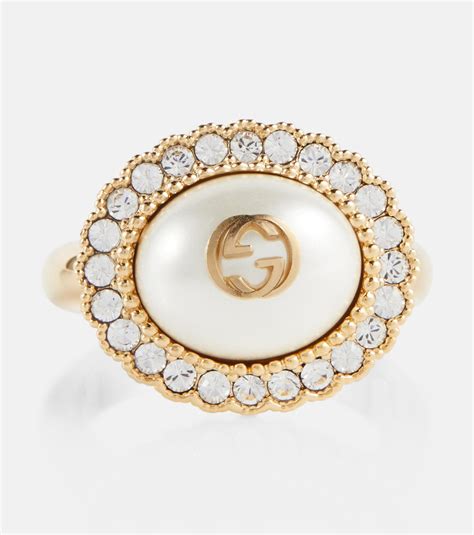 crystal double g ring gucci|Gucci Double G Crystal Flower Ring .